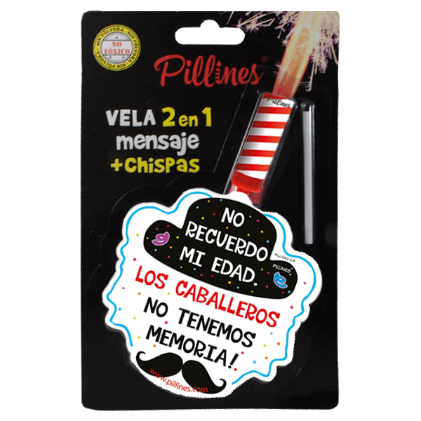 VELA PASTEL PILLINES 2 EN 1 MENSAJE + CHISPAS LA COLMENA