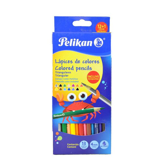 COLORES MADERA TRIANGULAR LARGOS 12 PZ PELIKAN MNK