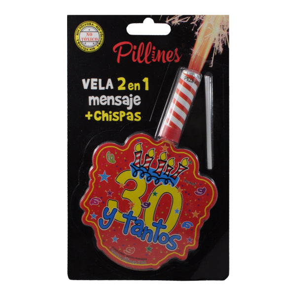 VELA PASTEL PILLINES 2 EN 1 MENSAJE + CHISPAS LA COLMENA