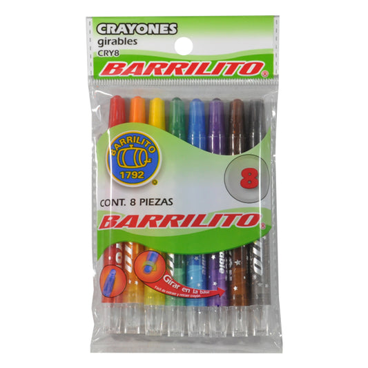 CRAYON GIRABLE BARRILITO 8 PZ CRY8 GOBA BARRILITO MNK