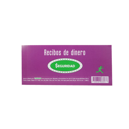 BLOCK RECIBO DINERO S/TALON 100 HJ 8603 MAYCO