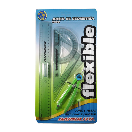 JUEGO GEOMETRIA FLEXIBLE 5 PZ G-FLEX GOBA BARRILITO MNK