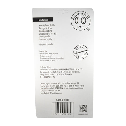 JUEGO GEOMETRIA FLEXIBLE 5 PZ G-FLEX GOBA BARRILITO MNK