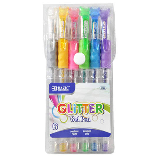 PLUMA GLITTER GEL  6 PZA BAZIC