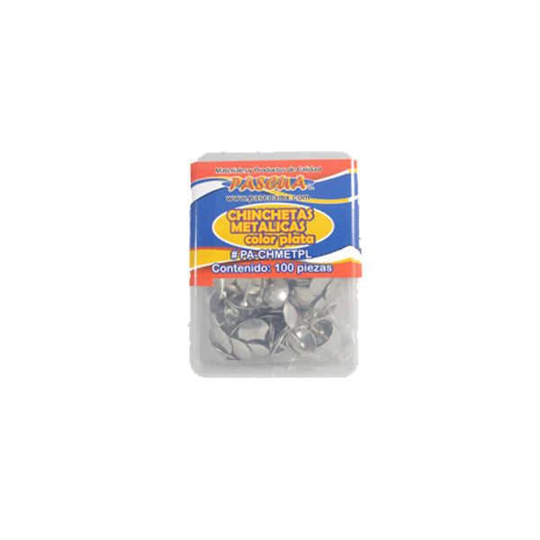 CHINCHETA METALICA PLATA C/100 PZS PASCUA