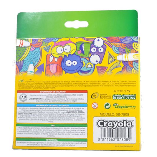 MARCADOR LAVABLE CLASICO GRUESO 8 PZ CRAYOLA MNK