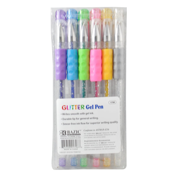 PLUMA GLITTER GEL  6 PZA BAZIC