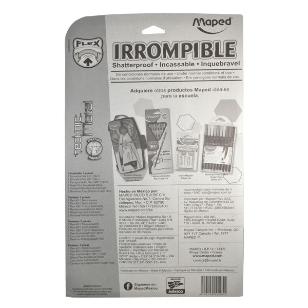 JUEGO GEOMETRIA ESCOLAR IRROMPIBLE 7 PZ 19205 MAPED MNK