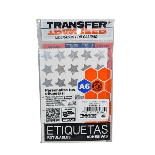 ETIQUETA ESTRELLA GRANDE PLATA 105 PZ TRANSFER