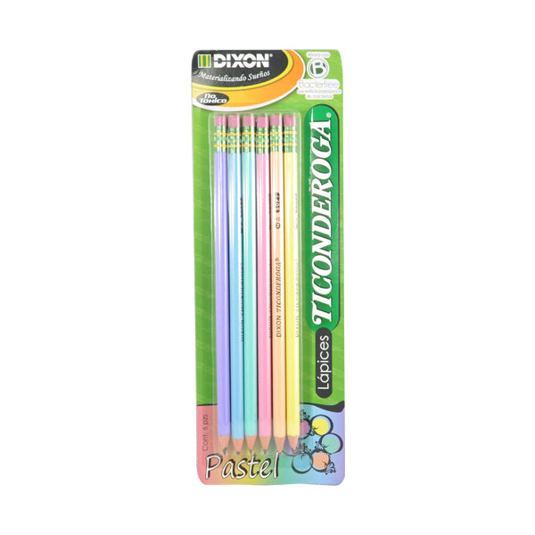 LAPIZ # 2 TICONDEROGA PASTEL 6 PZ 52298 DIXON MNK