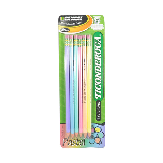 LAPIZ # 2 TICONDEROGA PASTEL 6 PZ 52298 DIXON MNK