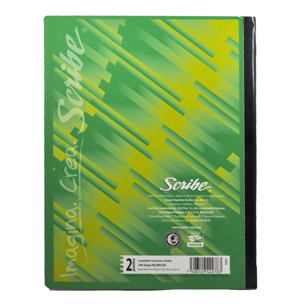 CUADERNO COSIDO COLEGIAL CLASICO 100 HJ BLANCO SCRIBE MNK