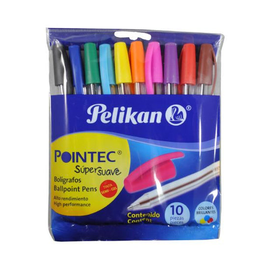 PLUMA POINTEC COLORES SURTIDOS 10 PZ PELIKAN