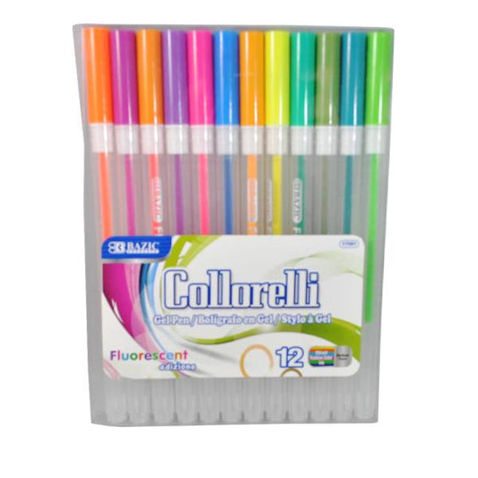 PLUMA FLUORESCENTE GEL 12 PZA 17081 BAZIC