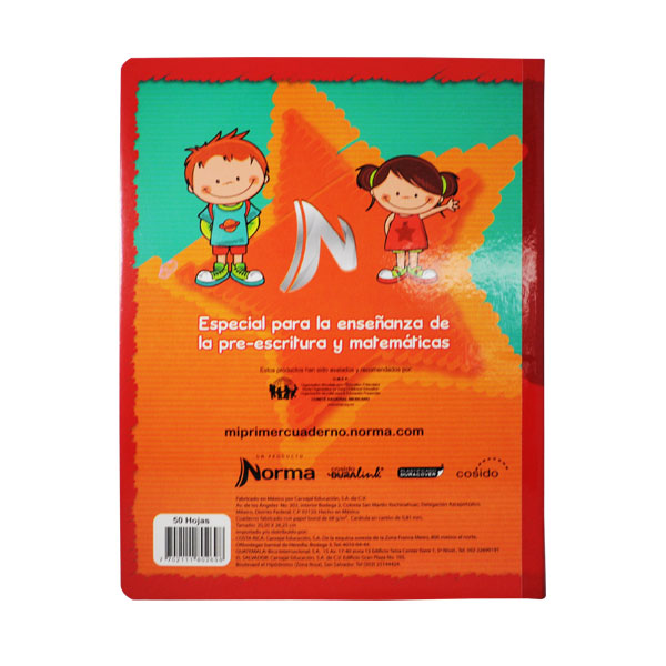 MI PRIMER CUADERNO PREESCOLAR 50 HJ RAYITAS A NORMA MNK