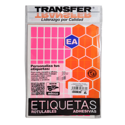 ETIQUETA BASICA CONTINUA # 8 ROSA TRANSFER