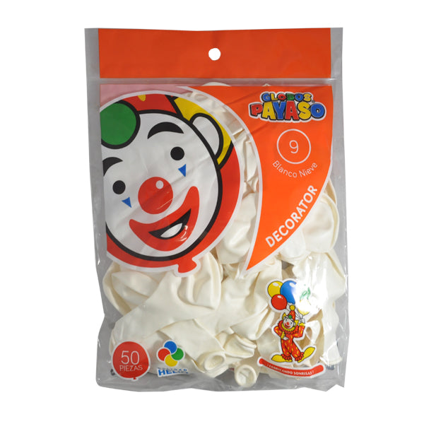GLOBO DECORATOR #9 BLANCO NIEVE 50 PZ FABRICAS SELECTAS