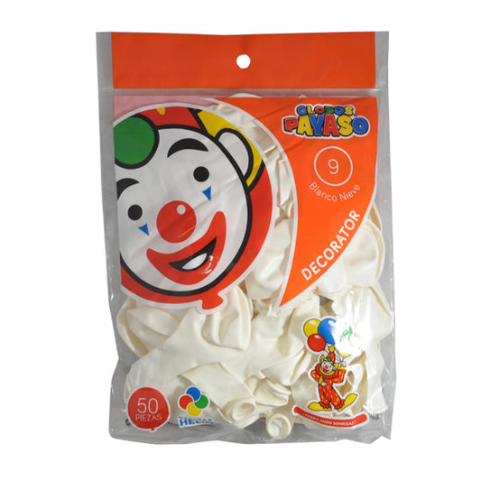 GLOBO DECORATOR #9 BLANCO NIEVE 50 PZ FABRICAS SELECTAS