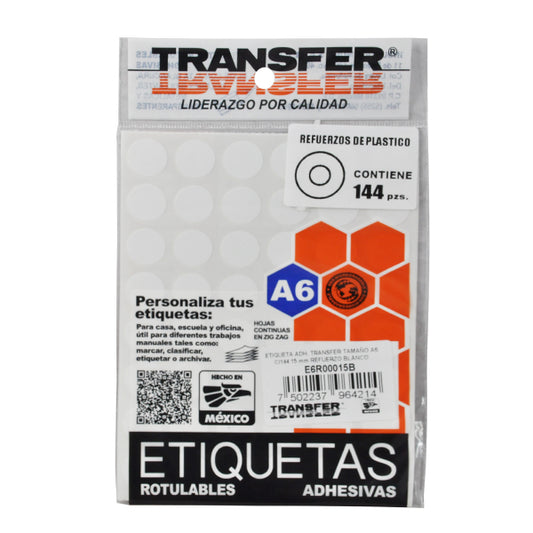 REFUERZO PARA HOJA BLANCO 144 PZ TRANSFER