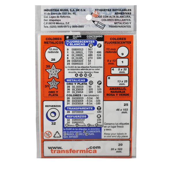 REFUERZO PARA HOJA BLANCO 144 PZ TRANSFER