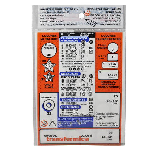 REFUERZO PARA HOJA TRANSPARENTE 144 PZ TRANSFER
