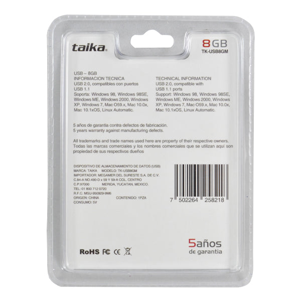 MEMORIA USB 8 GB COMPUTO