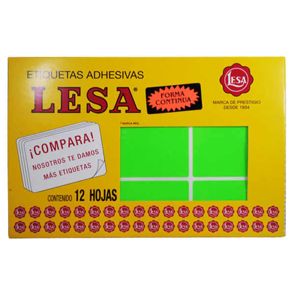 ETIQUETA CONTINUA #13 VERDE  LESA