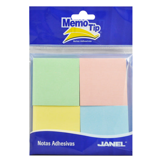 NOTAS ADHESIVAS MEMO TIP PASTEL 2X2 4 PZ JANEL