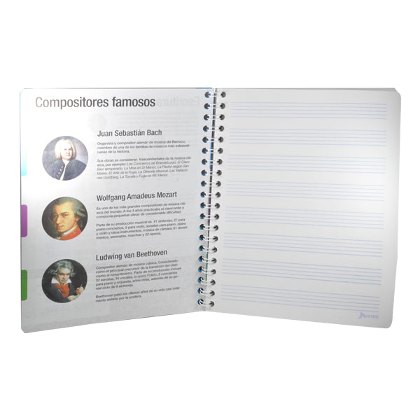 CUADERNO PROFESIONAL DOBLE ARGOLLA TEMATICO MUSICA 80 HJ RAYA NORMA MNK