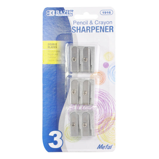 SACAPUNTAS METALICO DOBLE 3 PZ 1916 BAZIC MNK