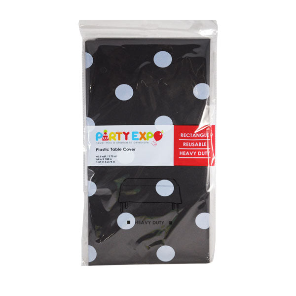 MANTEL PLASTICO LISO INDIVIDUAL NEGRO POLKA TCPD 54X108
