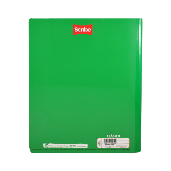 CUADERNO COSIDO COLEGIAL CLASICO 100 HJ DOBLE RAYA SCRIBE MNK