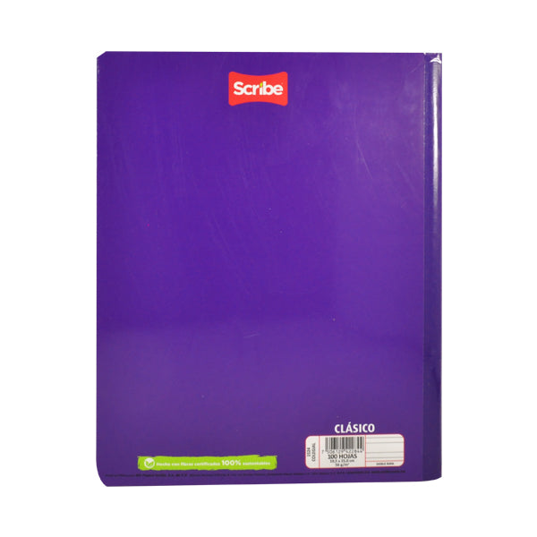 CUADERNO COSIDO COLEGIAL CLASICO 100 HJ DOBLE RAYA SCRIBE MNK