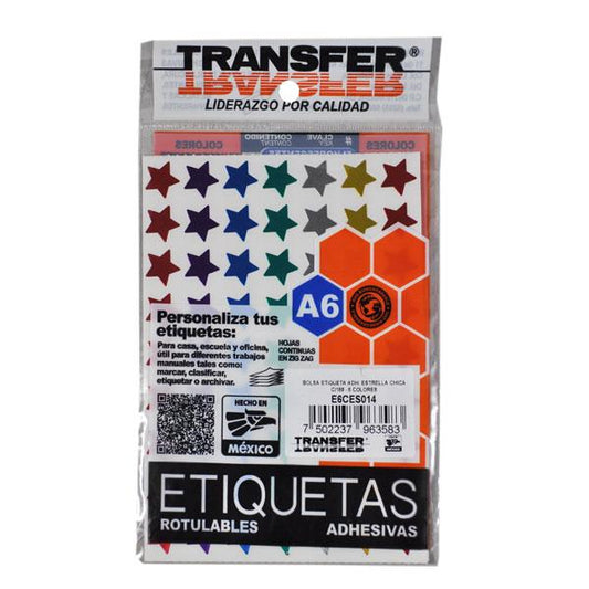 ETIQUETA ESTRELLA CHICA COLORES 189 PZ TRANSFER