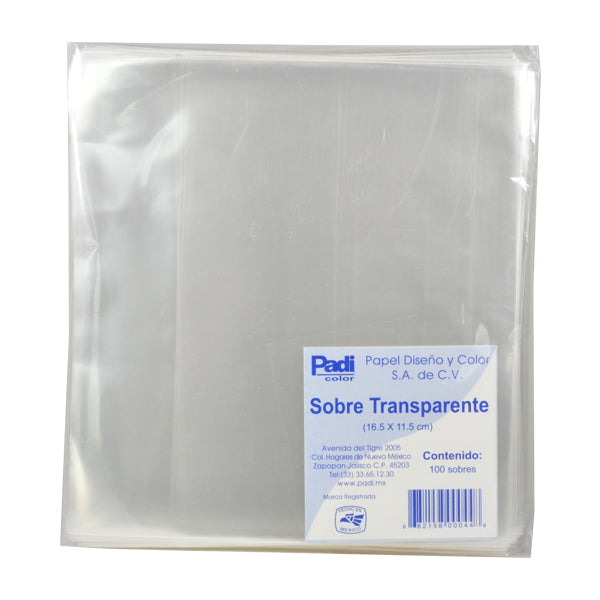 SOBRE CELOFAN #2 16.5X11.5 100 PZ PADI