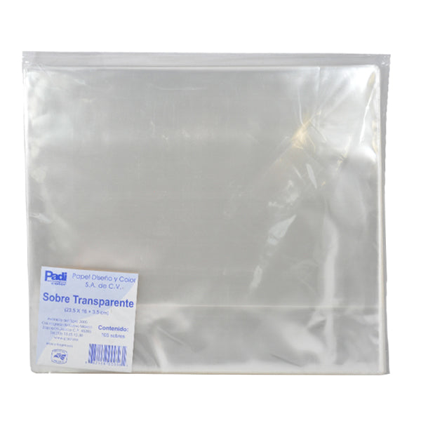 SOBRE CELOFAN #9 23.5X16 100 PZ PADI
