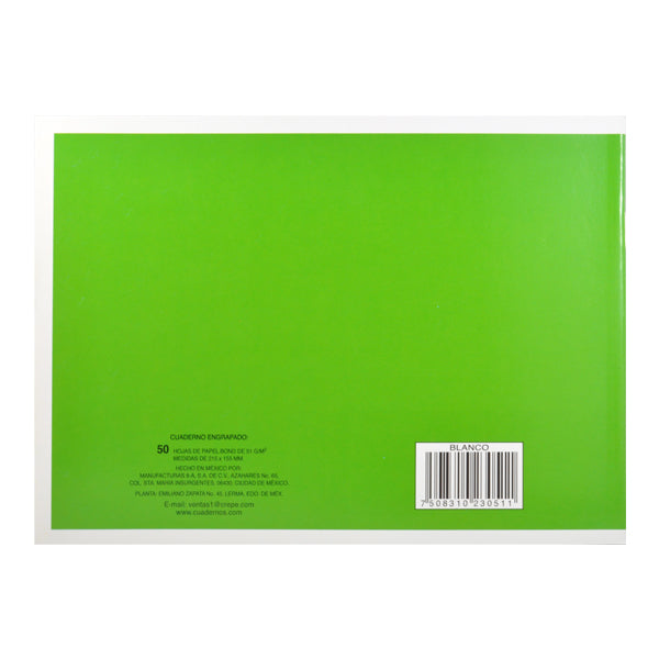 CUADERNO ITALIANO ENGRAPADO ROCA 50 HJ BLANCO 3051 MAN 8A MNK