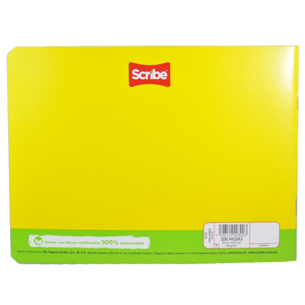 CUADERNO ITALIANO ENGRAPADO 100 HJ BLANCO 6131 SCRIBE MNK