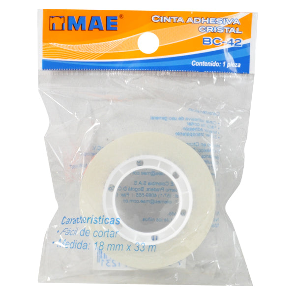 TAPE TRANSPARENTE 18X33 MT BC-42 MAE MNK