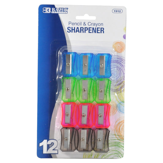 SACAPUNTAS PLASTICO 12 PZ 1912 BAZIC MNK