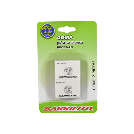 BORRADOR PLASTICO BLANCO 2 PZ BWS30-2B GOBA BARRILITO MNK