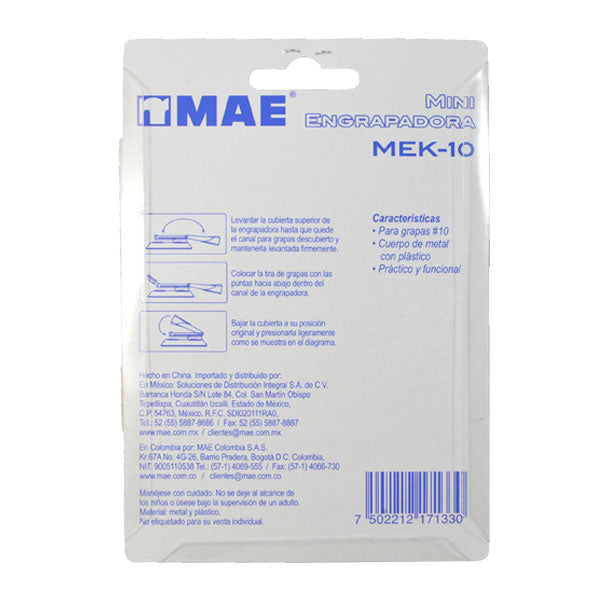 ENGRAPADORA MINI C/GRAPA ESTANDAR MEK-10 MAE