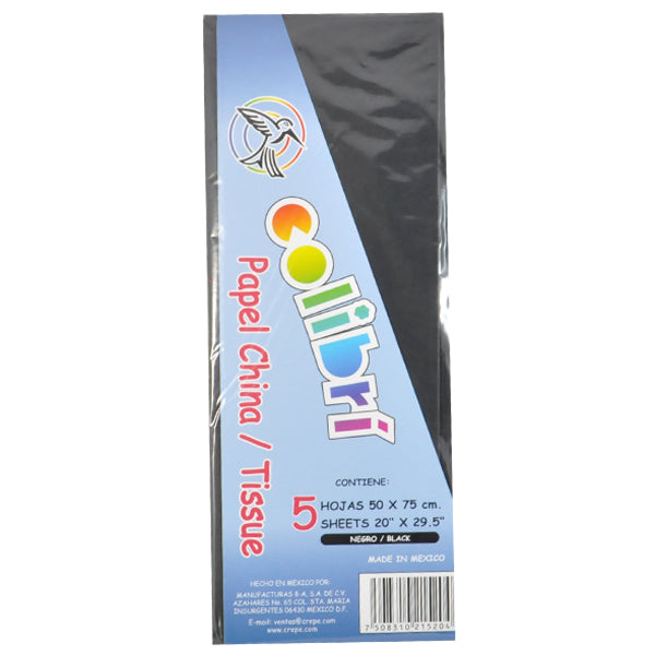 PAPEL CHINA NORMAL NEGRO 5 PZ MNK