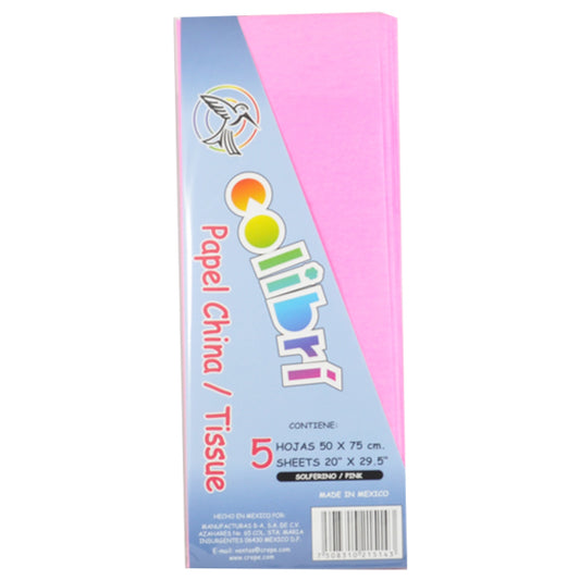 PAPEL CHINA NORMAL ROSA 5 PZ MNK