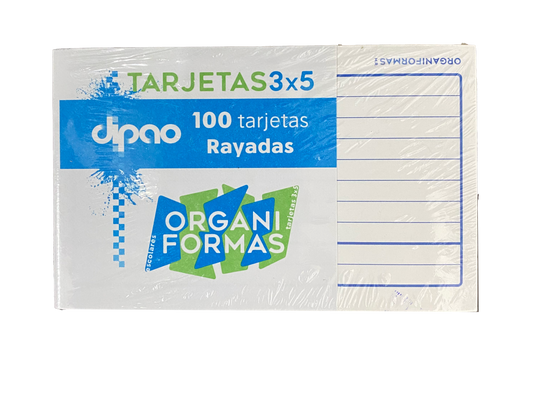 TARJETA INDEX 3X5 100 HJ RAYA DIPAO MNK