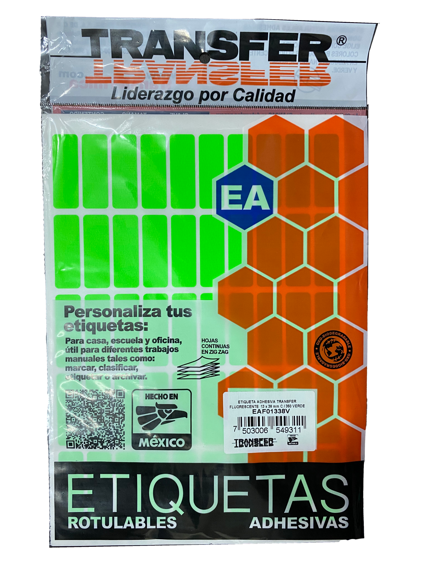 ETIQUETA BASICA CONTINUA # 6 VERDE TRANSFER
