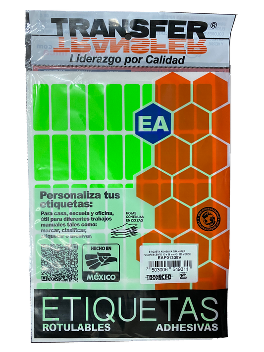 ETIQUETA BASICA CONTINUA # 6 VERDE TRANSFER