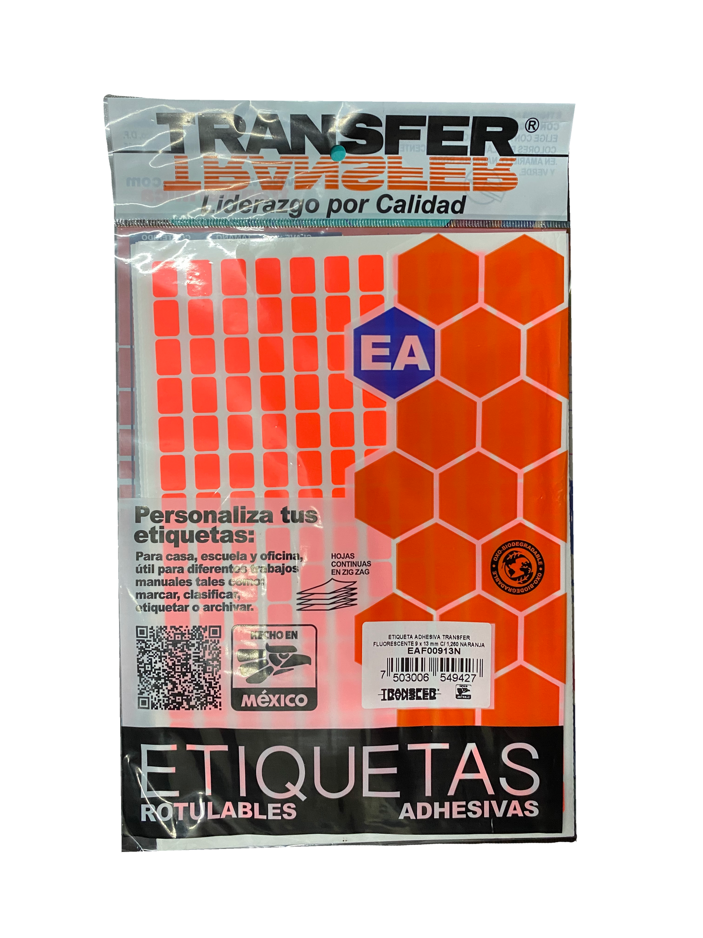 ETIQUETA BASICA CONTINUA # 01 NARANJA TRANSFER