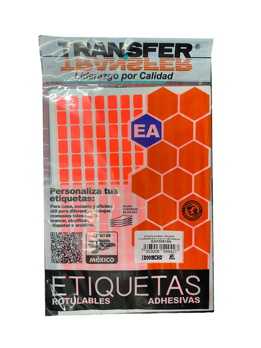 ETIQUETA BASICA CONTINUA # 01 NARANJA TRANSFER