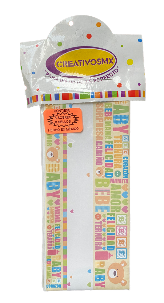 SOBRE BABY SHOWER NIÑA 16 X 7 6 PZS SDB CREATIVOS